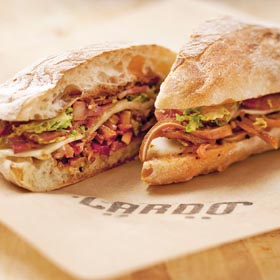 Shredded pig-ear sandwich from Lardo. Mmm.